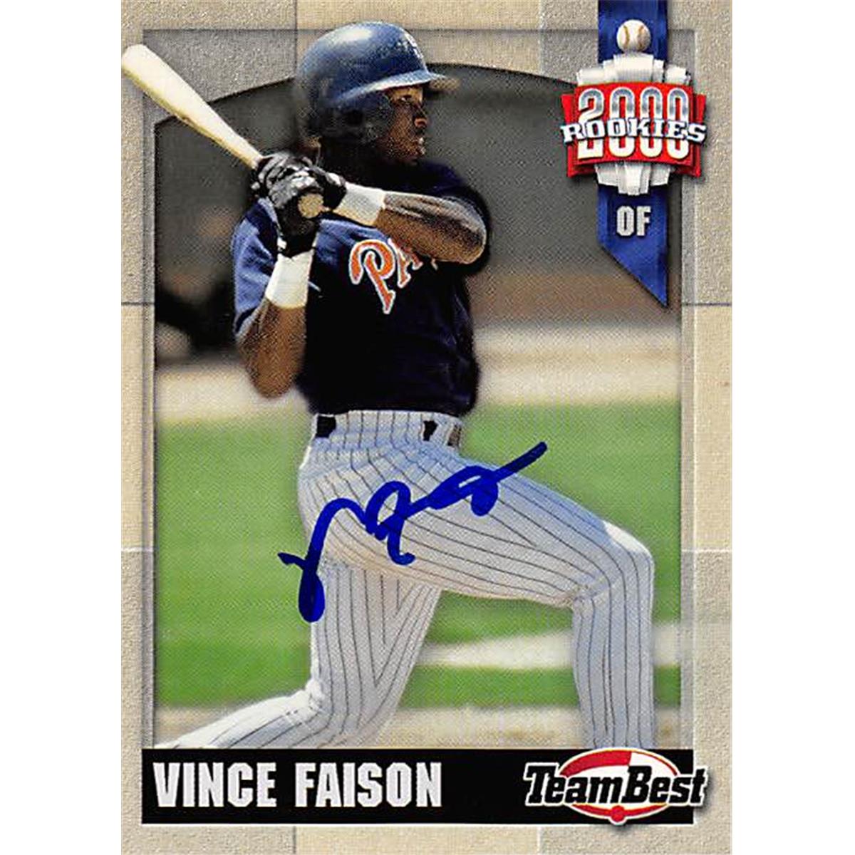 344013 Vince Faison Autographed Baseball Card - San Diego Padres FT 2000 Team Best No. 24 Rookie