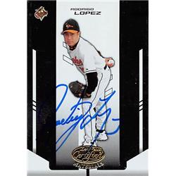 344016 Rodrigo Lopez Autographed Baseball Card - Baltimore Orioles, FT 2004 Leaf Certified Materials No. 169