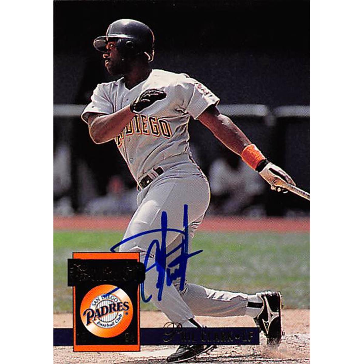 344017 Phil Clark Autographed Baseball Card - San Diego Padres FT 1994 Donruss No. 130