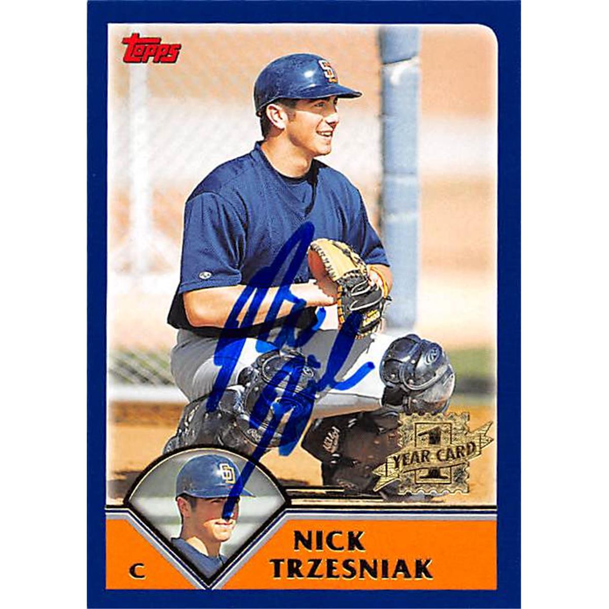 344018 Nick Trzesniak Autographed Baseball Card - San Diego Padres FT 2003 Topps No. T269