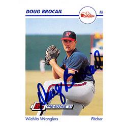 344022 Doug Brocail Autographed Baseball Card - San Diego Padres FT 1991 Impel Minor League Pre Rookie No. 602