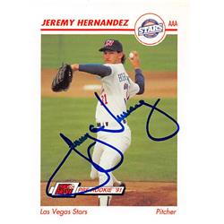 344027 Jeremy Hernandez Autographed Baseball Card - San Diego Padres FT 1991 Impel Minor League Pre Rookie No. 283