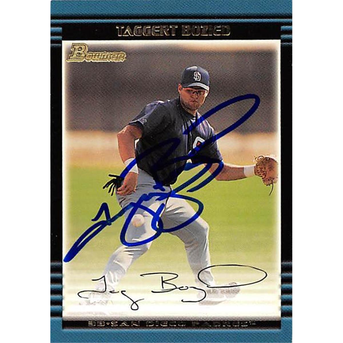 344028 Taggert Bozied Autographed Baseball Card - San Diego Padres FT 2002 Bowman No. BDP118