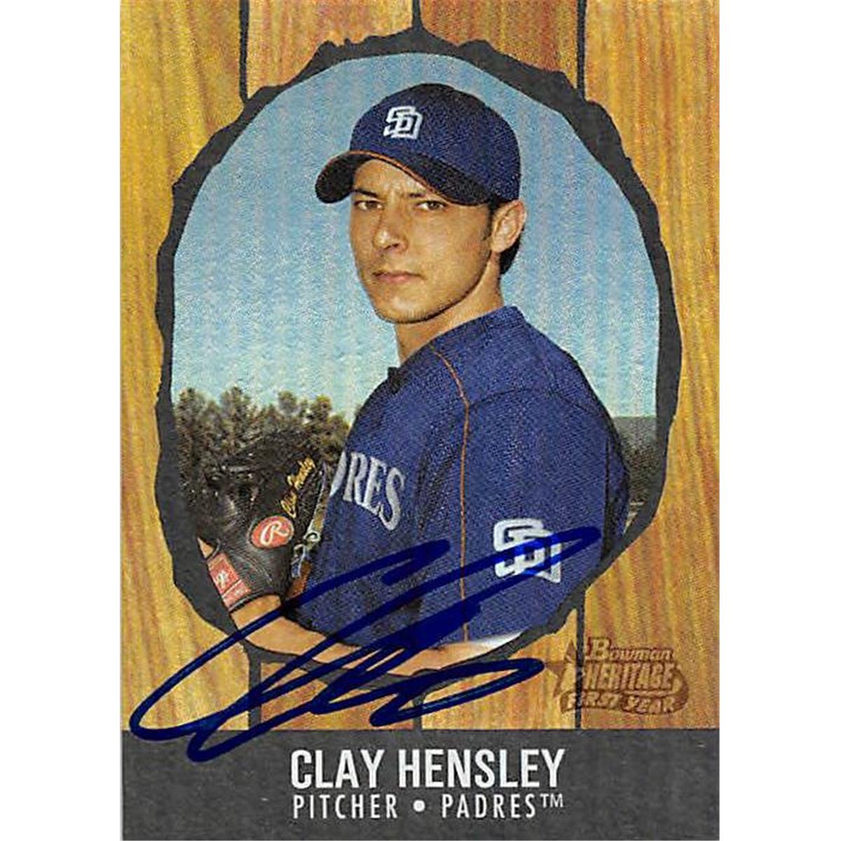 344030 Clay Hensley Autographed Baseball Card - San Diego Padres FT 2003 Bowman Heritage First Year No. 229 -  Autograph Warehouse