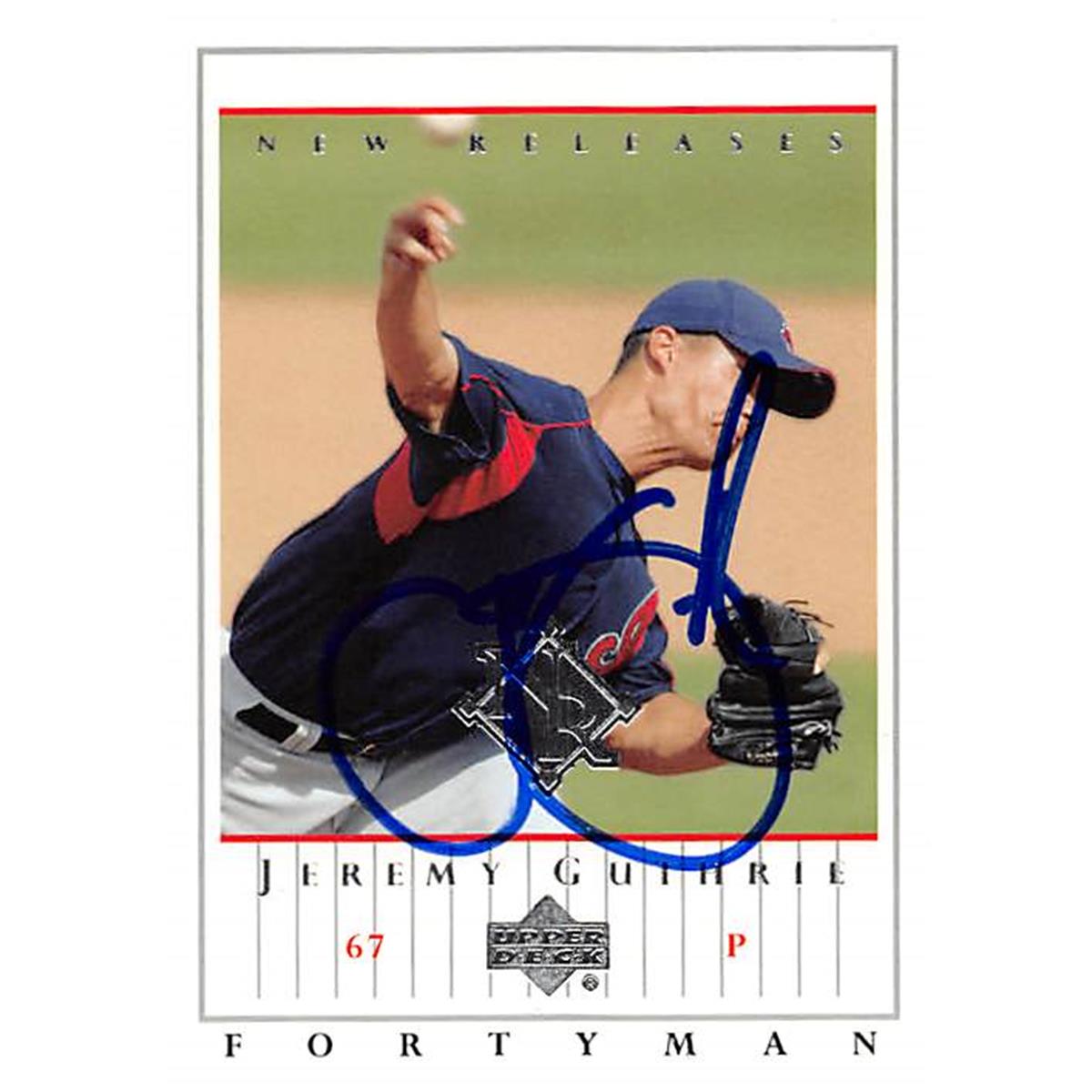 344039 Jeremy Guthrie Autographed Baseball Card - Cleveland Indians, FT 2003 Upper Deck Fortyman No. 911