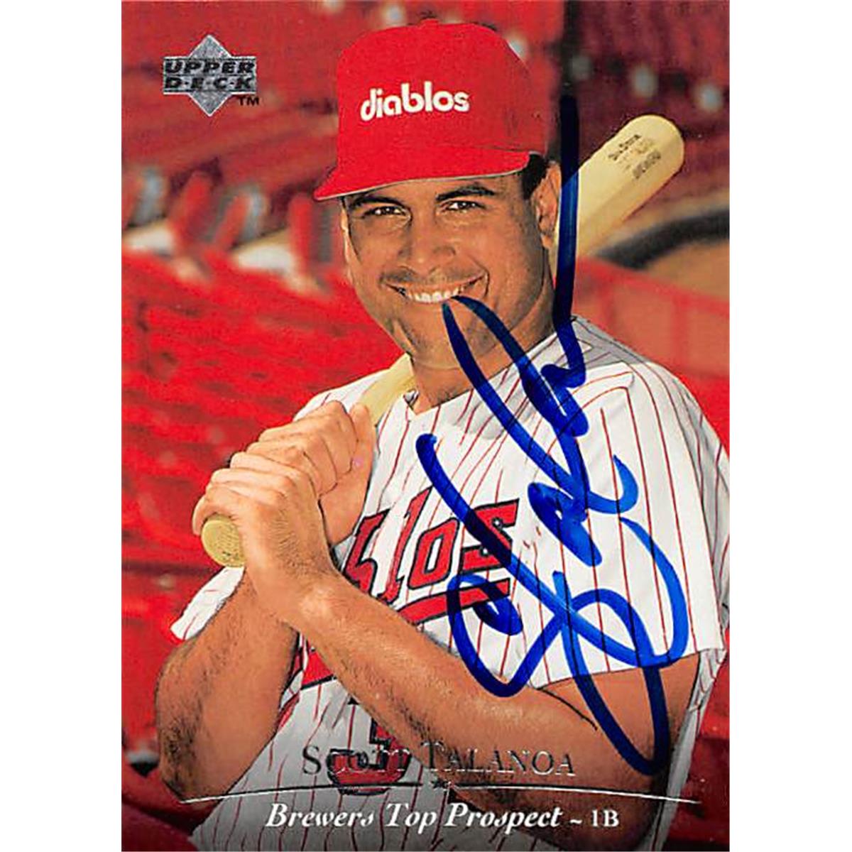 344057 Scott Talanoa Autographed Baseball Card - Milwaukee Brewers, FT 1995 Upper Deck Top Prospect No. 144