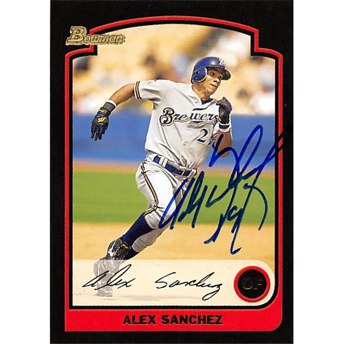 344076 Alex Sanchez Autographed Baseball Card - Milwaukee Brewers, FT 2003 Bowman No. 40