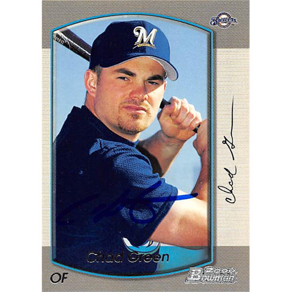 344086 Chad Green Autographed Baseball Card - San Diego Padres, FT 2000 Bowman No. 249