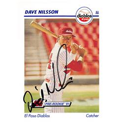 344091 Dave Nilsson Autographed Baseball Card - San Diego Padres, FT 1991 Impel Minor League Pre Rookie No. 194