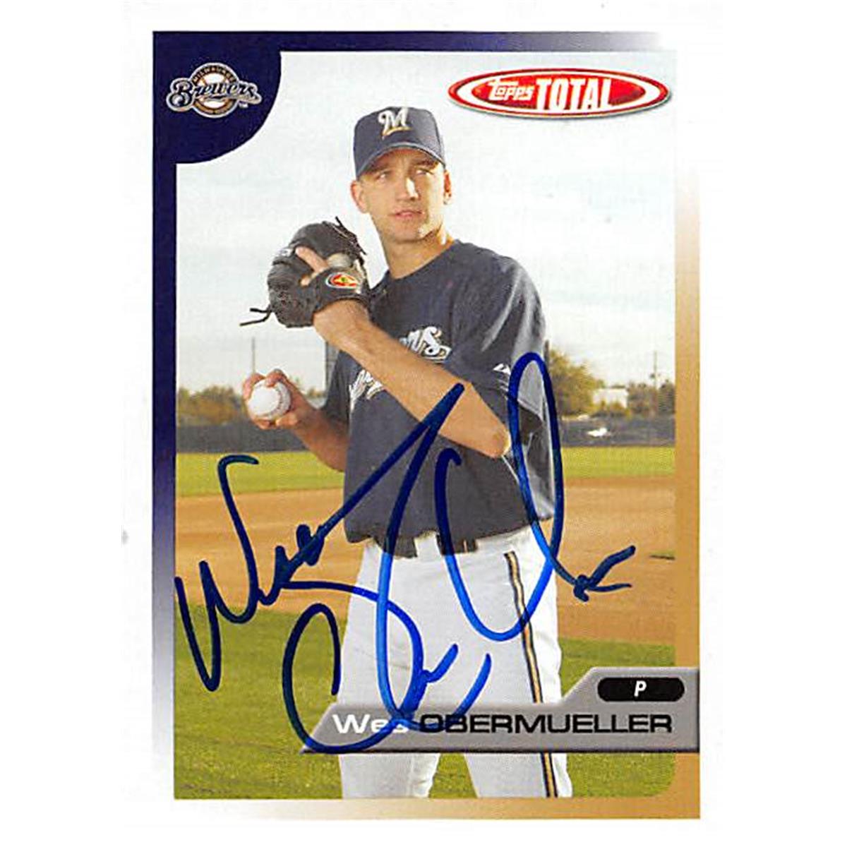 344092 Wes Obermueller Autographed Baseball Card - San Diego Padres, FT 2005 Topps Total No. 268