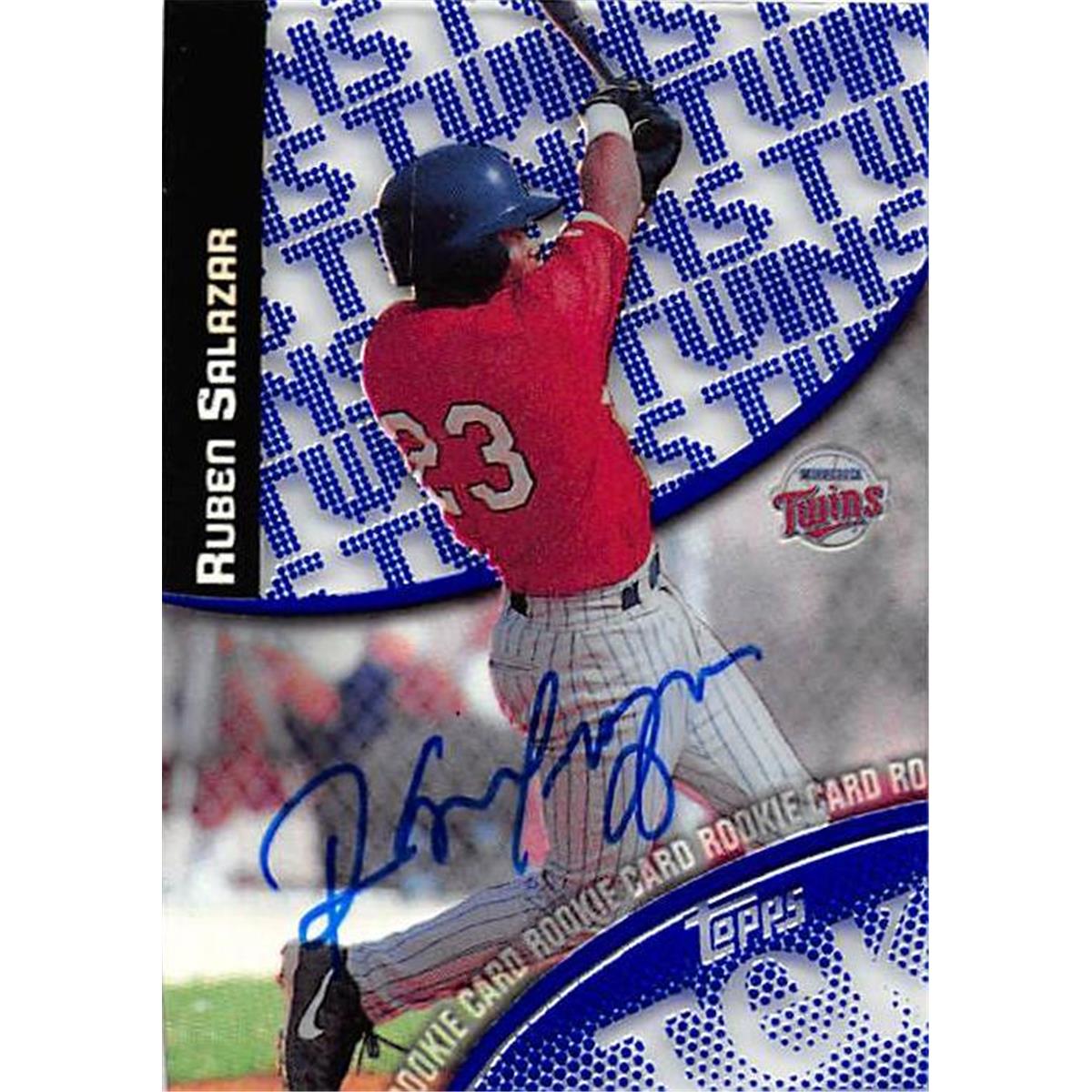 344105 Ruben Salazar Autographed Baseball Card - Minnesota Twins, FT 2000 Topps Tek No. 41-16 Rookie