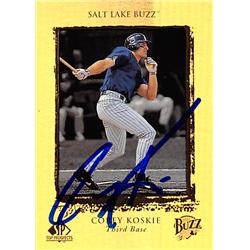 344114 Corey Koskie Autographed Baseball Card - Minnesota Twins, FT 1999 Upper Deck Top Prospects No. 68 Rookie