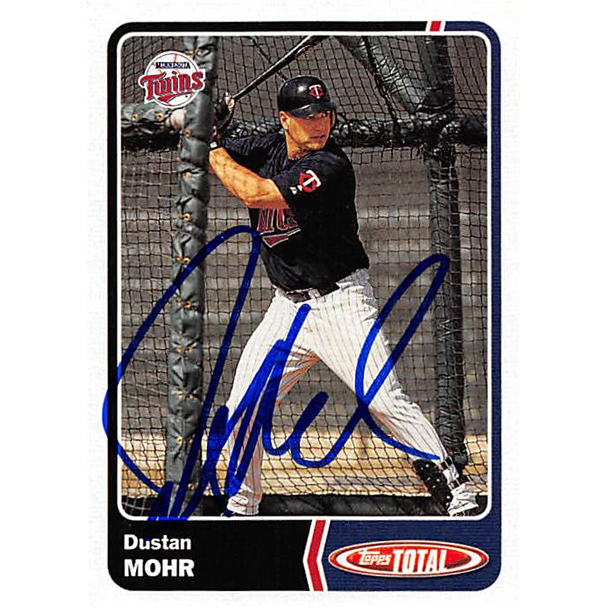 344128 Dustan Mohr Autographed Baseball Card - Minnesota Twins, FT 2003 Topps Total No. 443
