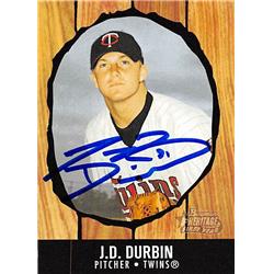 344136 J.D. Durbin Autographed Baseball Card - Minnesota Twins, FT 2003 Bowman Heritage First Year No. 232 Rookie