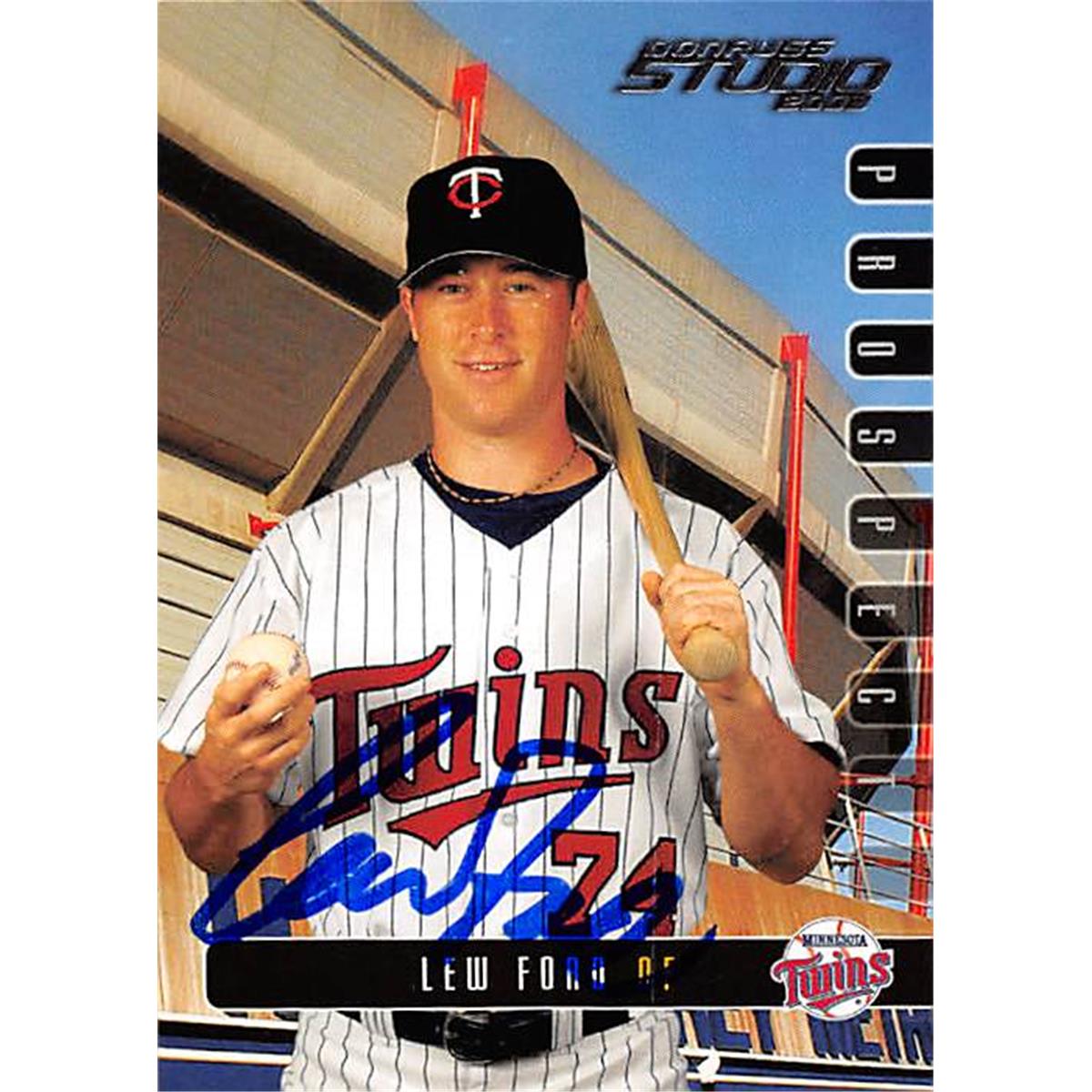 344144 Lew Ford Autographed Baseball Card - Minnesota Twins, FT 2003 Donruss Studio No. 49