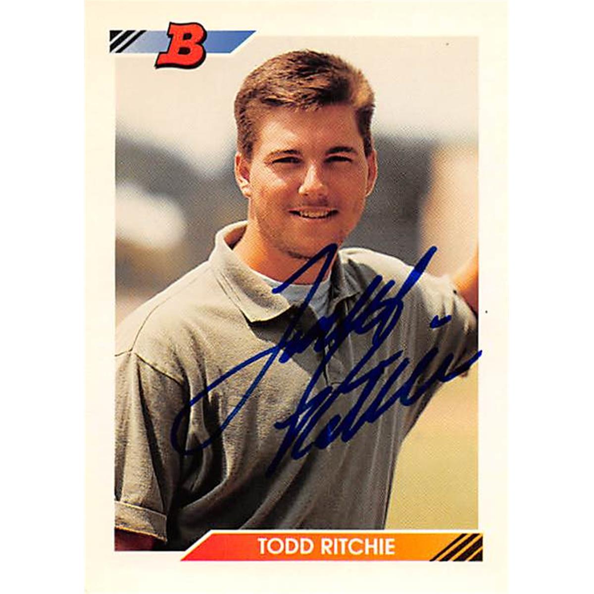 344145 Todd Ritchie Autographed Baseball Card - Minnesota Twins, FT 1992 Bowman No. 524