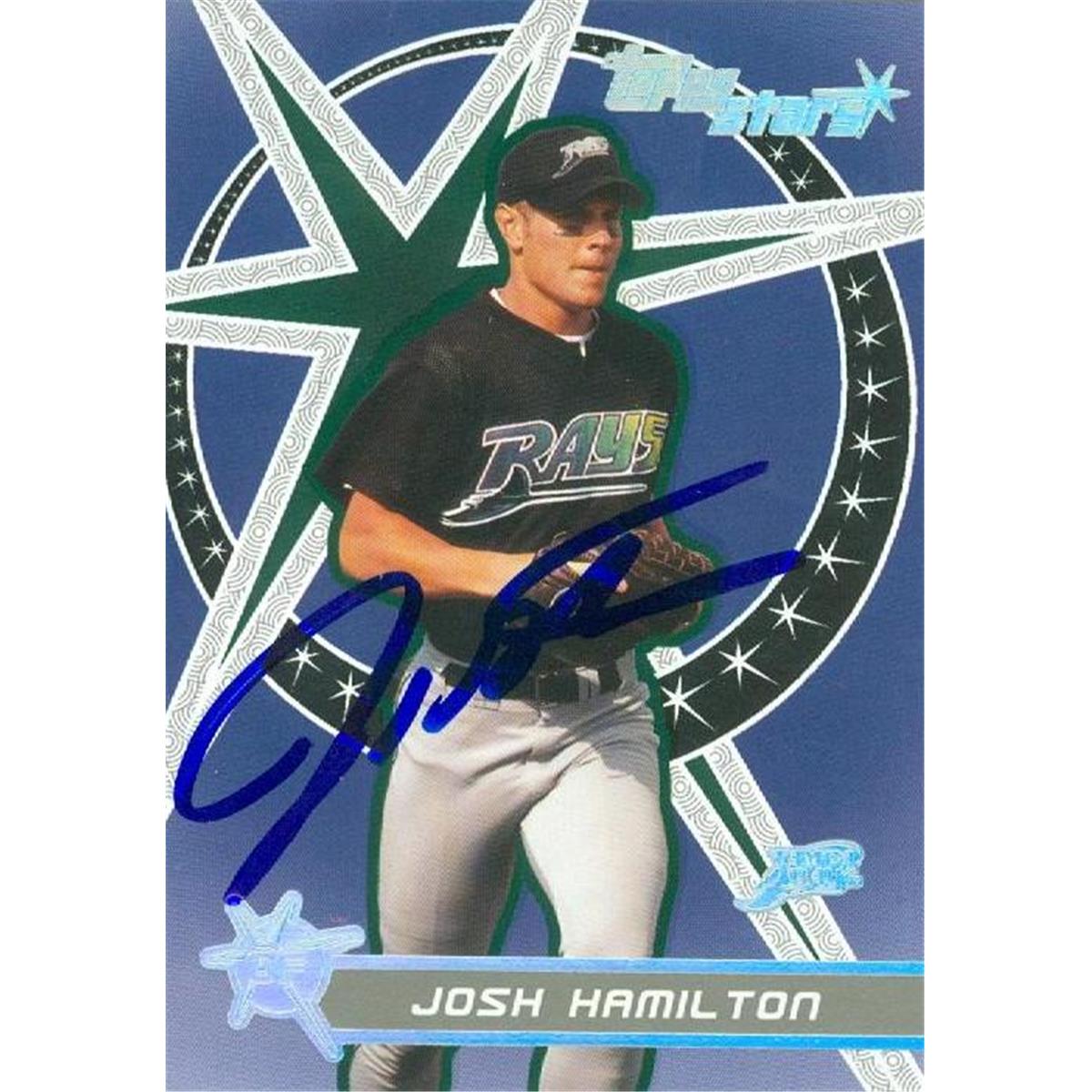 291663 Josh Hamilton Autographed Baseball Card - Tampa Bay Rays, SC 2001 Topps Stars No. 167