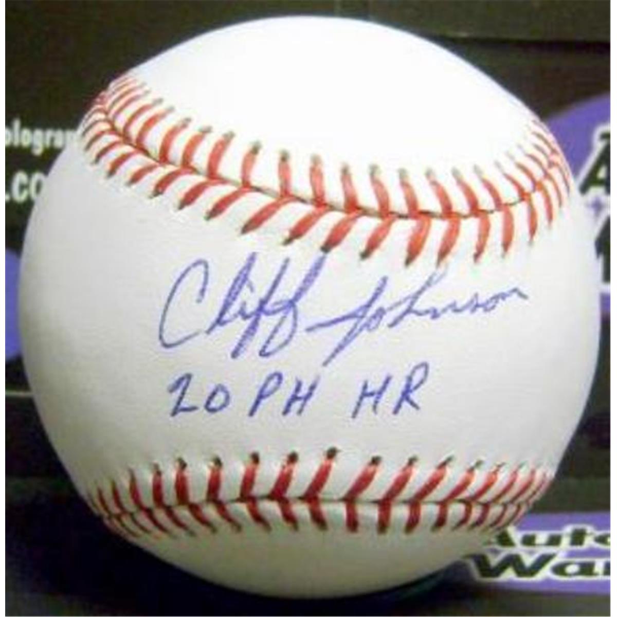 301761 Cliff Johnson Signed Baseball Inscribed 20 PH HR - Pinch Hit Home Runs Yankees World Series Astros Cubs Blue Jays OMLB
