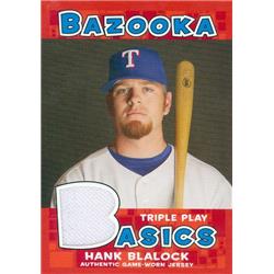 343539 Hank Blalock Player Worn Jersey Patch Baseball Card - Texas Rangers 2006 Topps Bazooka Triple Play No. BBA-HB