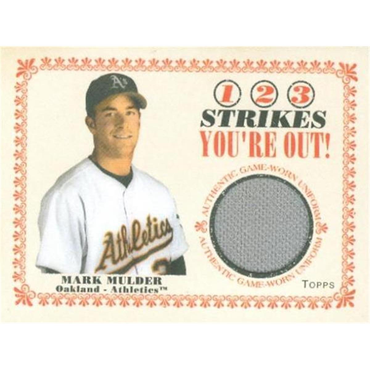 343558 Mark Mulder Player Worn Jersey Patch Baseball Card - Oakland Athletics 2004 Topps Mini No. SO-MAM
