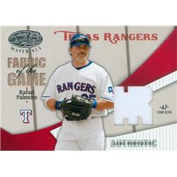 343599 Rafael Palmeiro Player Worn Jersey Patch Baseball Card - Texas Rangers 2004 Leaf Certified Materials No. FG185 LE 27 & 47