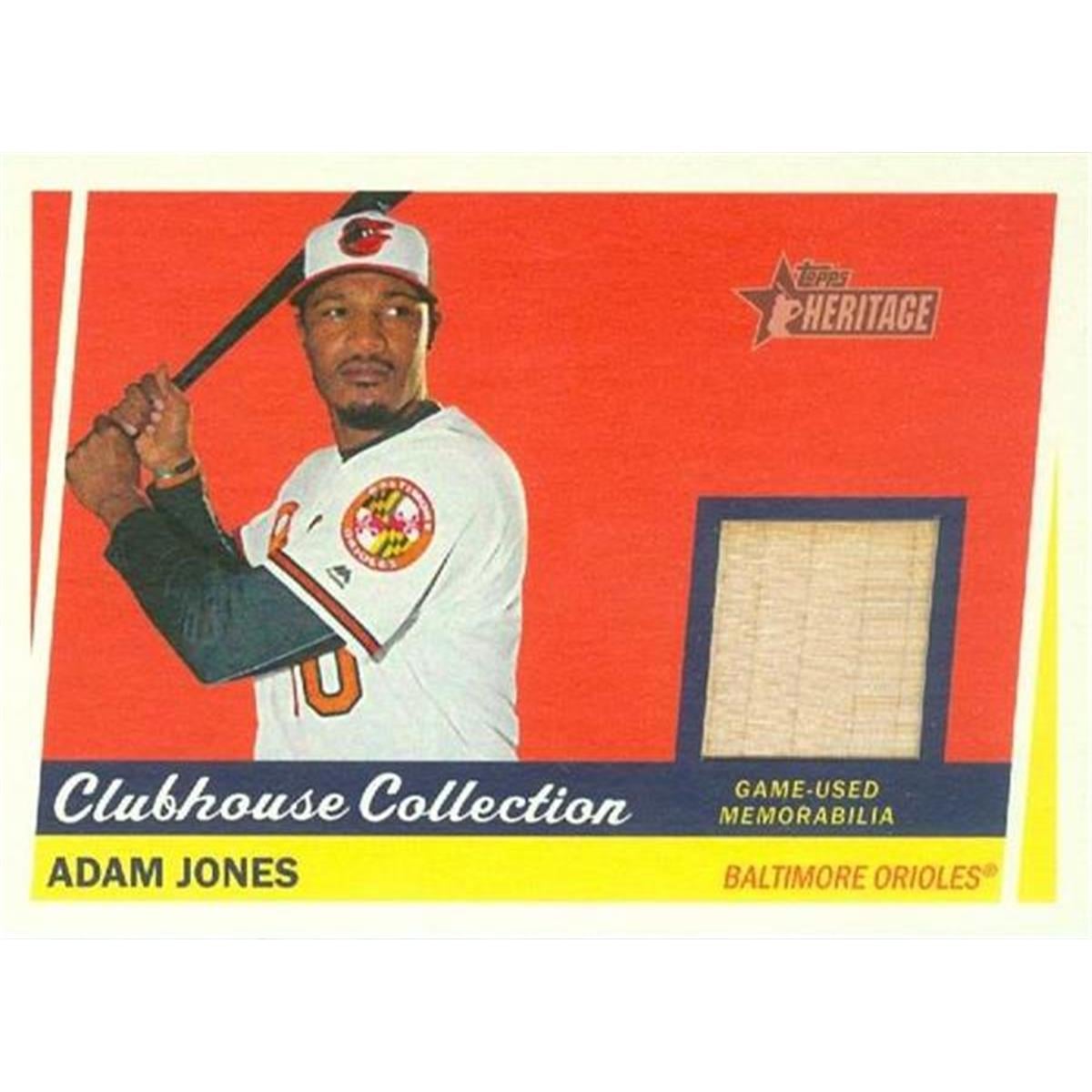 343659 Adam Jones Player Used Bat Patch Baseball Card - Baltimore Orioles 2016 Topps Heritage No. CC-AJ
