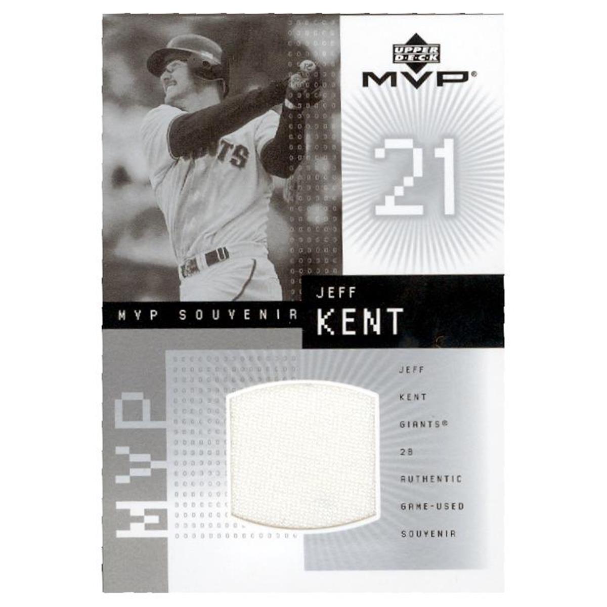 343661 Jeff Kent Player Worn Jersey Patch Baseball Card - San Francisco 49ers 2002 Upper Deck MVP No. J-JK