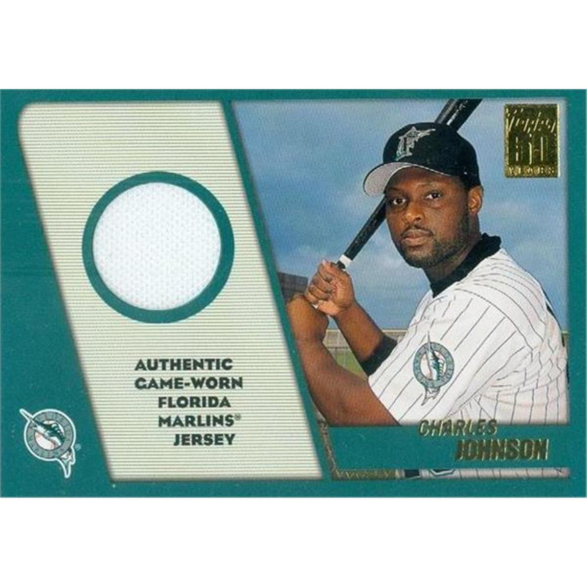 343711 Charles Johnson Player Worn Jersey Patch Baseball Card - Florida Marlins 2001 Topps No. TTR-CJ