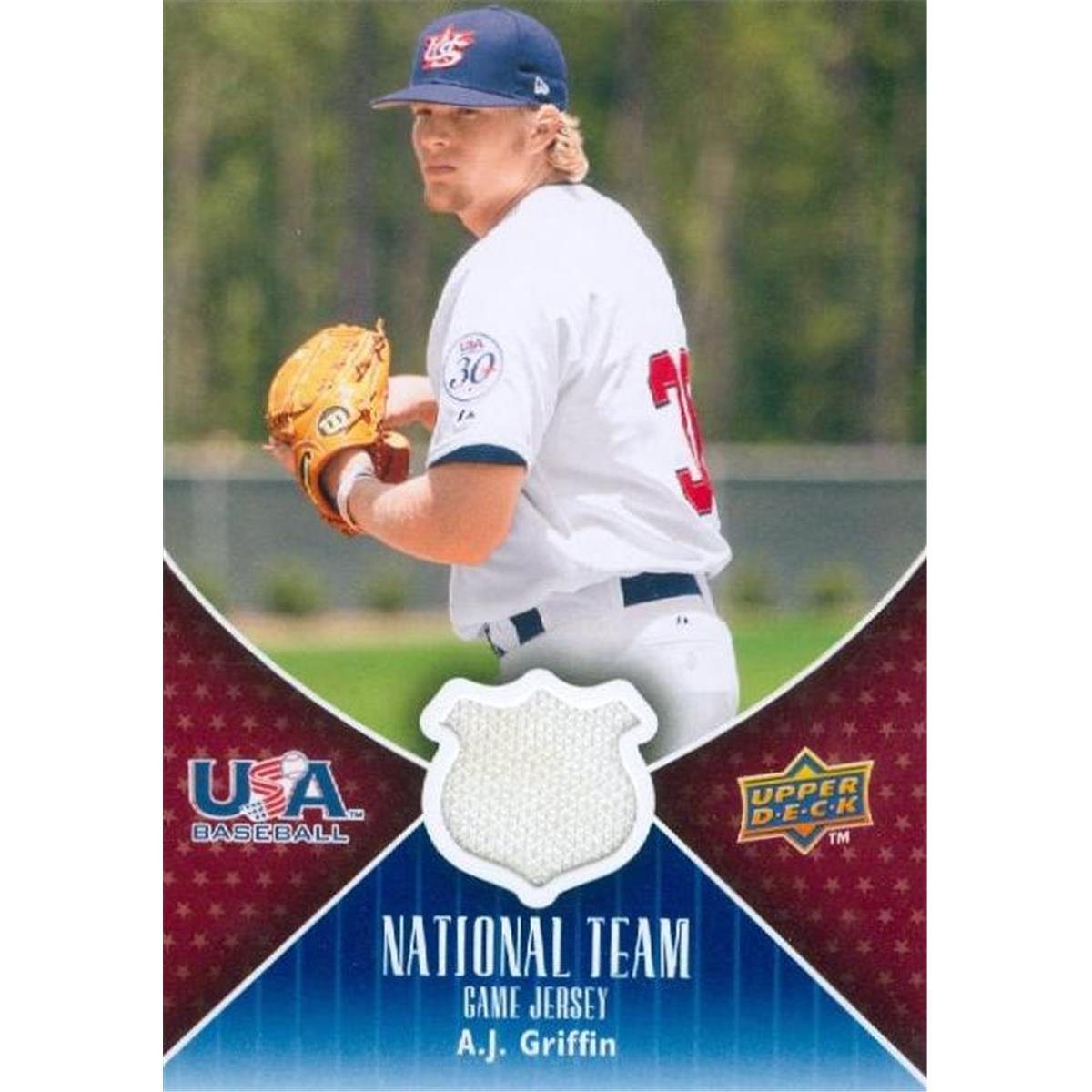 343718 A.J. Griffin Player Worn Jersey Patch Baseball Card - Team USA 2009 Upper Deck No. USA-AG