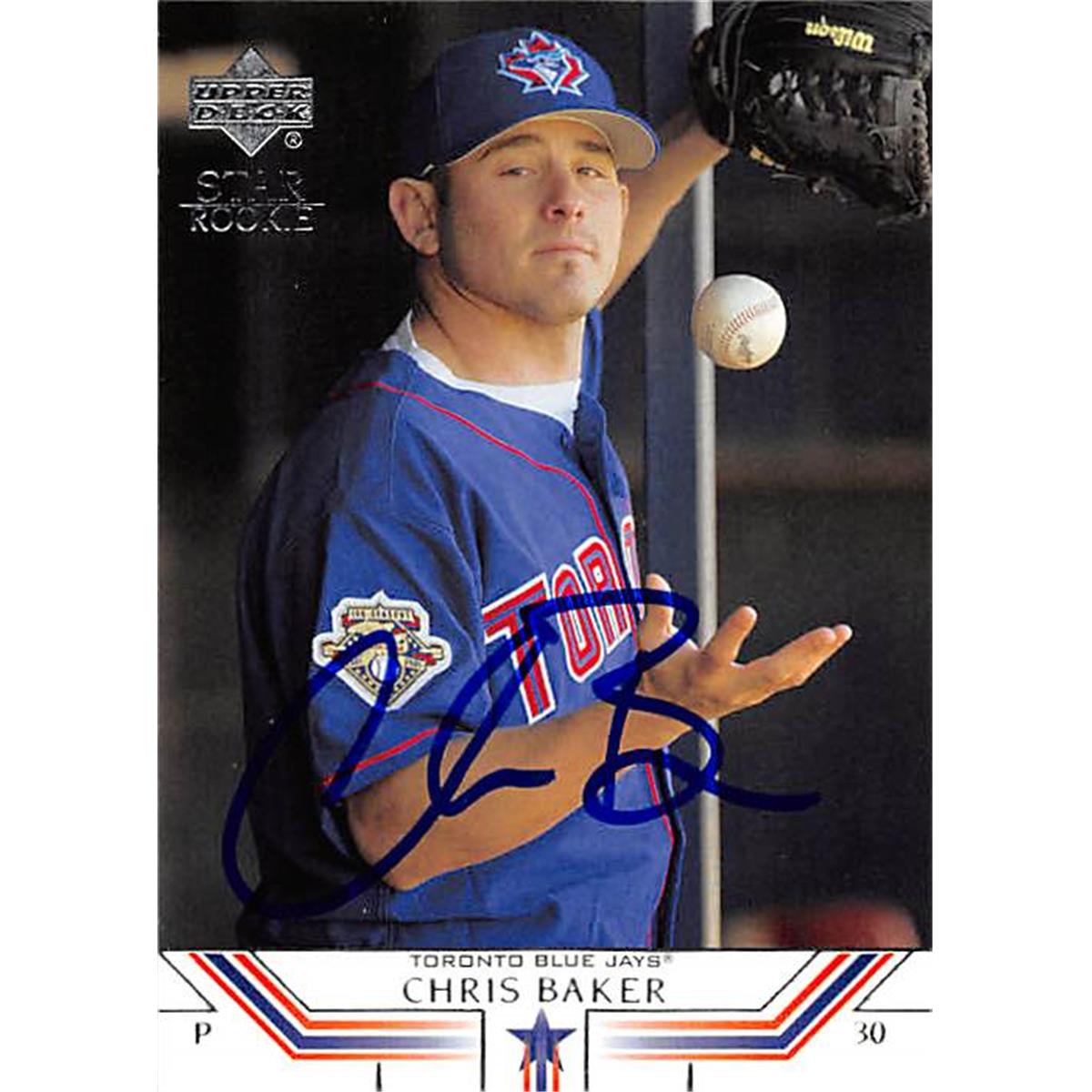343723 Chris Baker Autographed Baseball Card - Toronto Blue Jays, FT 2002 Upper Deck Star Rookie No. 505