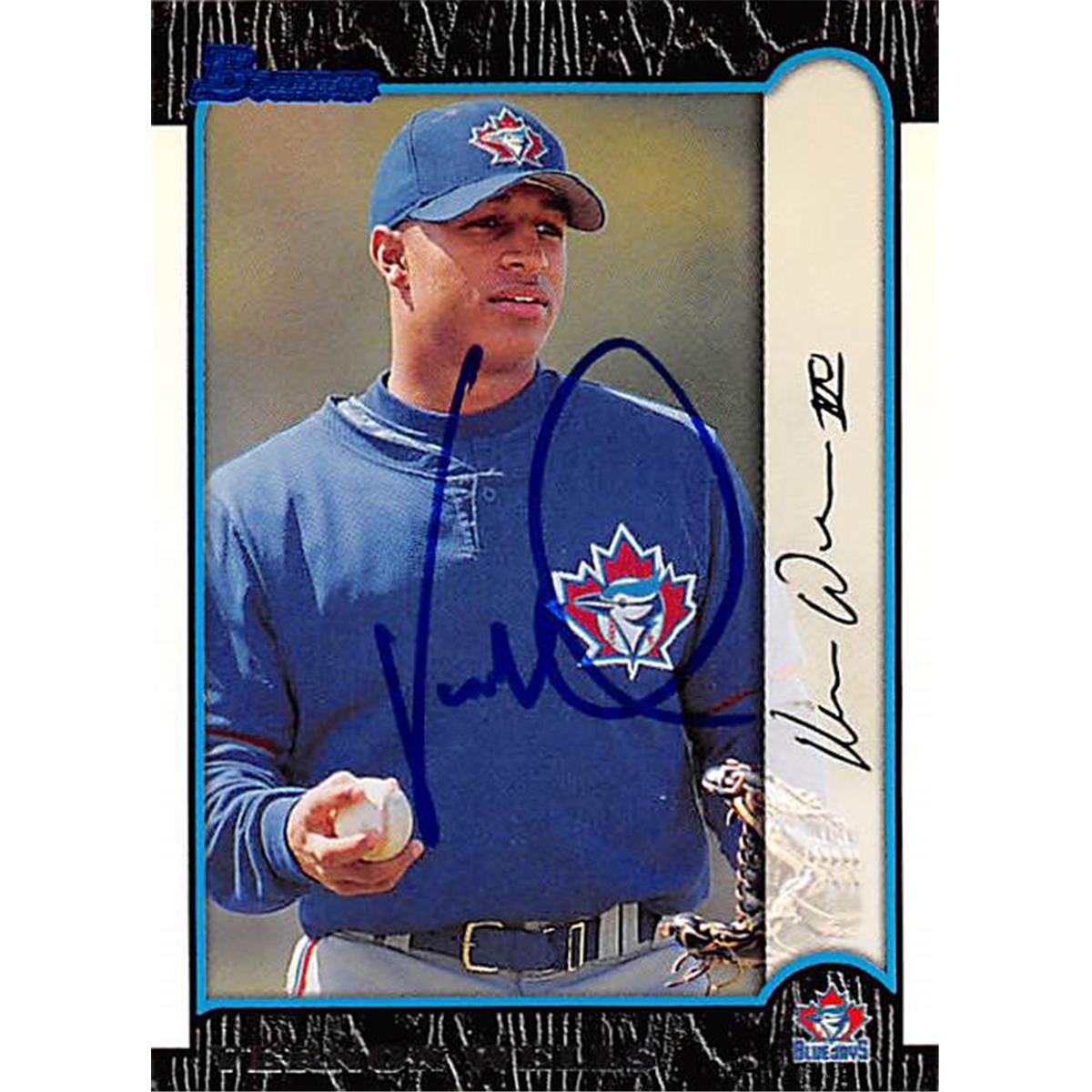 343728 Vernon Wells Autographed Baseball Card - Toronto Blue Jays, FT 1999 Bowman No. 94