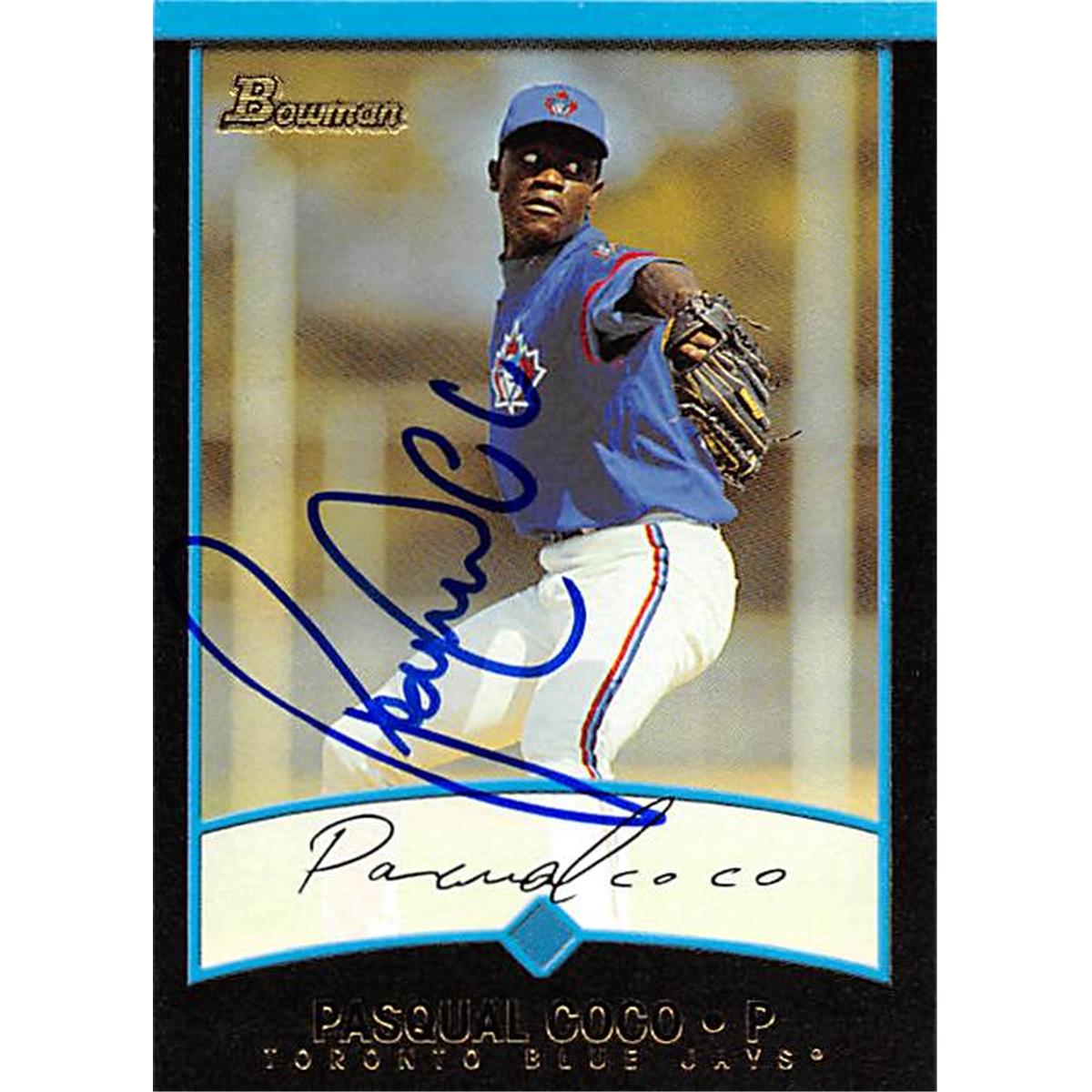 343732 Pasqual Coco Autographed Baseball Card - Toronto Blue Jays, FT 2001 Bowman No. 205