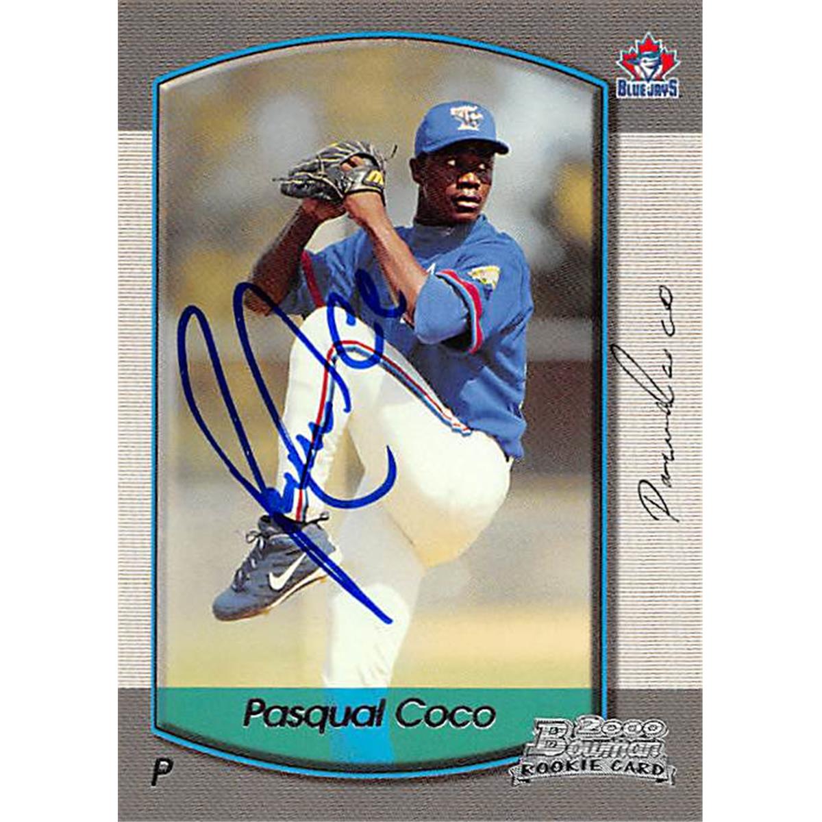 343740 Pasqual Coco Autographed Baseball Card - Toronto Blue Jays, FT 2000 Bowman Rookie No. 32