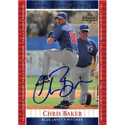 343744 Chris Baker Autographed Baseball Card - Toronto Blue Jays, FT 2002 Upper Deck World Series Heroes No. 95