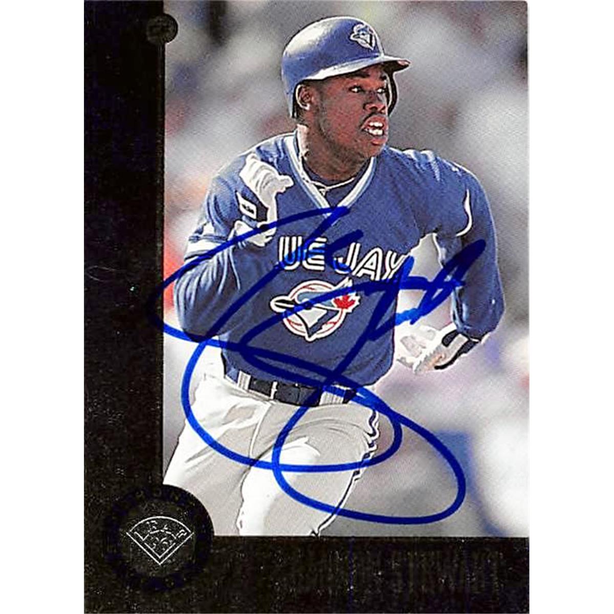 343747 Shannon Stewart Autographed Baseball Card - Toronto Blue Jays, FT 1996 Leaf No. 123