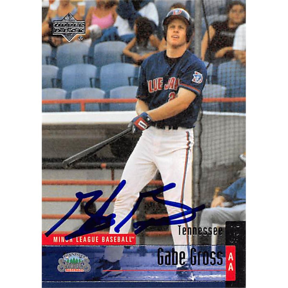 343750 Gabe Gross Autographed Baseball Card - Toronto Blue Jays, FT 2002 Upper Deck No. 20 Rookie