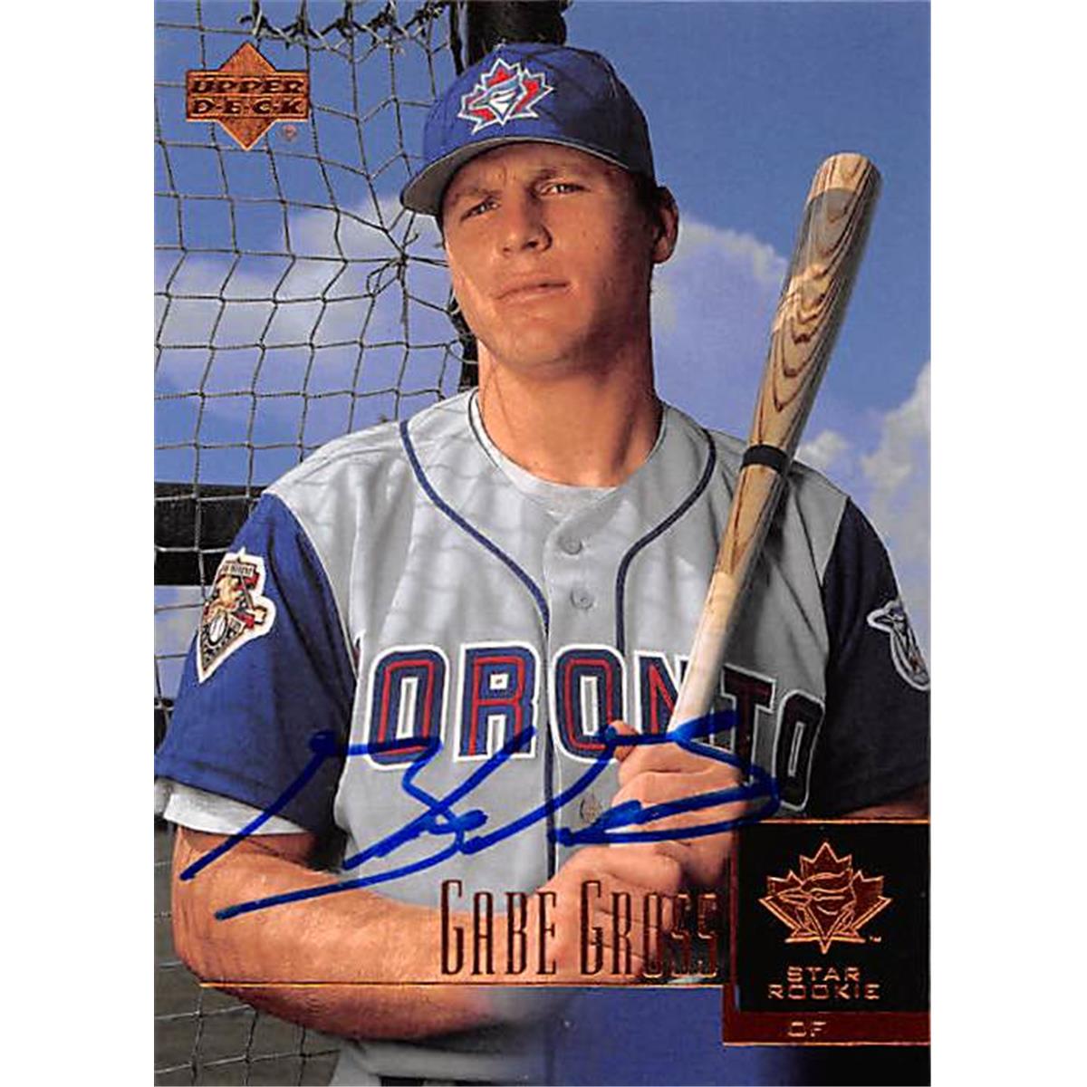 343768 Gabe Gross Autographed Baseball Card - Toronto Blue Jays, FT 2001 Upper Deck Star Rookie No. 14