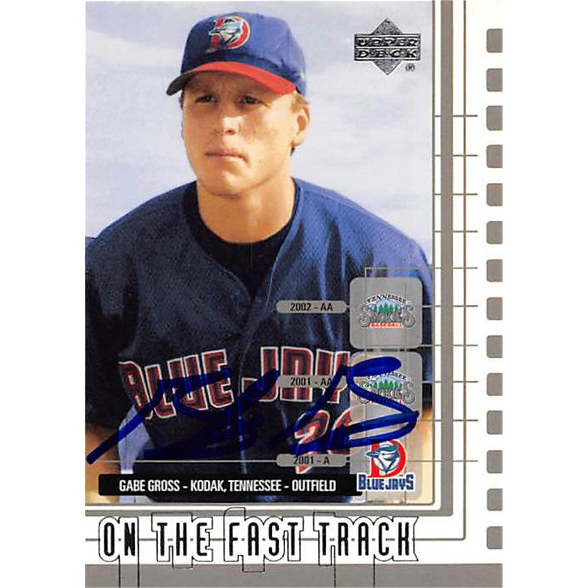 343771 Gabe Gross Autographed Baseball Card - Toronto Blue Jays, FT 2002 Upper Deck No. 204 Rookie