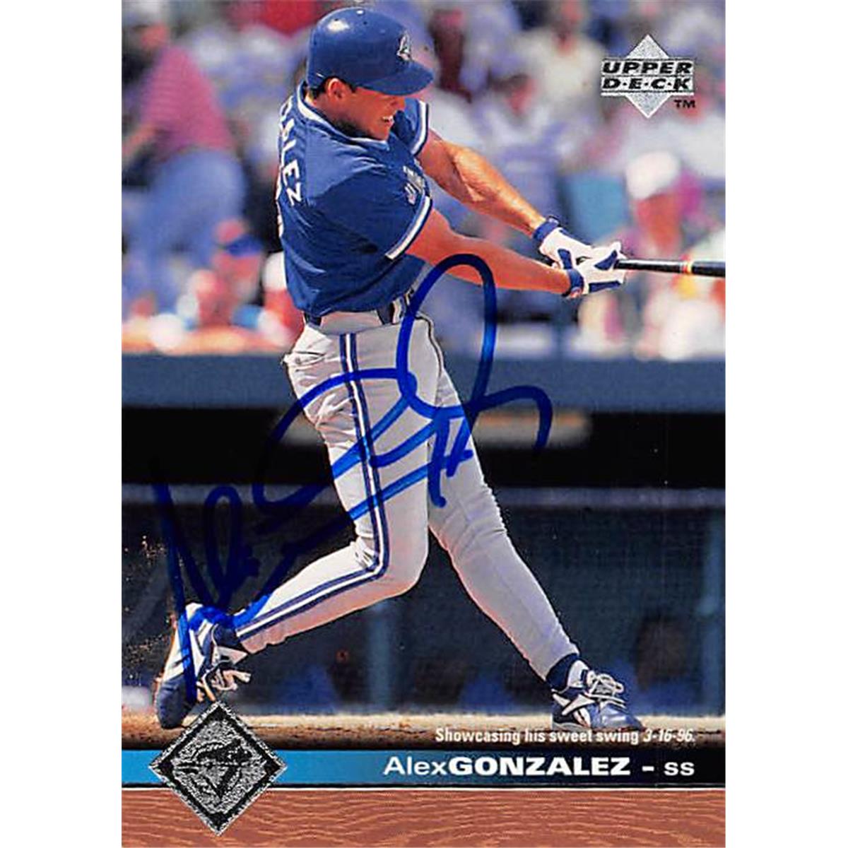 343777 Alex Gonzalez Autographed Baseball Card - Toronto Blue Jays, FT 1997 Upper Deck No. 513