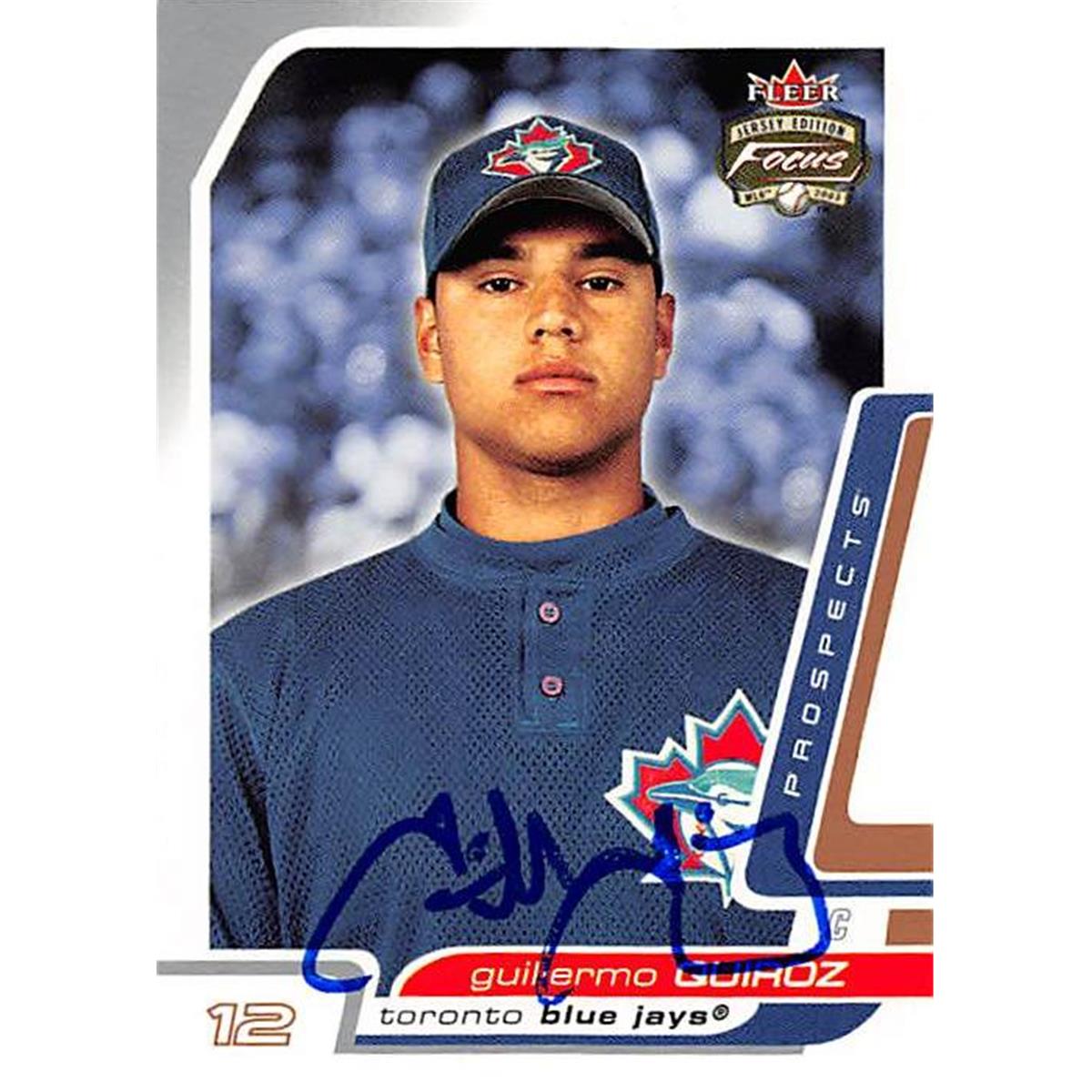 343779 Guilermo Quiroz Autographed Baseball Card - Toronto Blue Jays, FT 2003 Fleer Focus No. 175