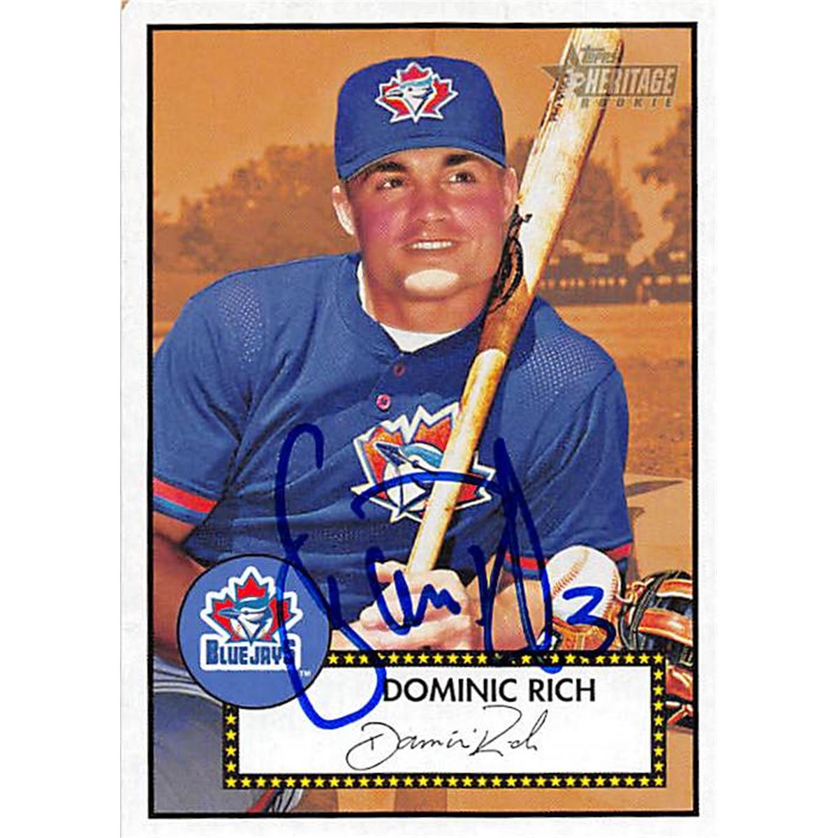 343787 Dominic Rich Autographed Baseball Card - Toronto Blue Jays, FT 2001 Topps Heritage No. 172