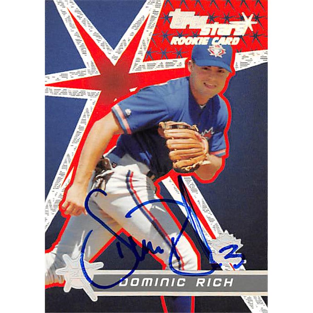 343789 Dominic Rich Autographed Baseball Card - Toronto Blue Jays, FT 2001 Topps Stars Rookie No. 186