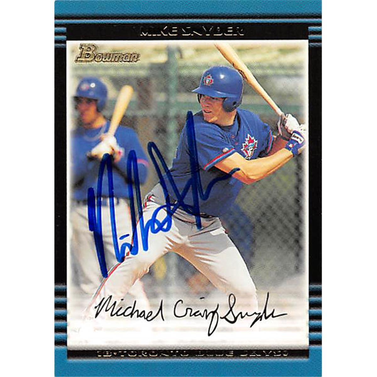 343796 Mike Snyder Autographed Baseball Card - Toronto Blue Jays, FT 2002 Bowman No. 184