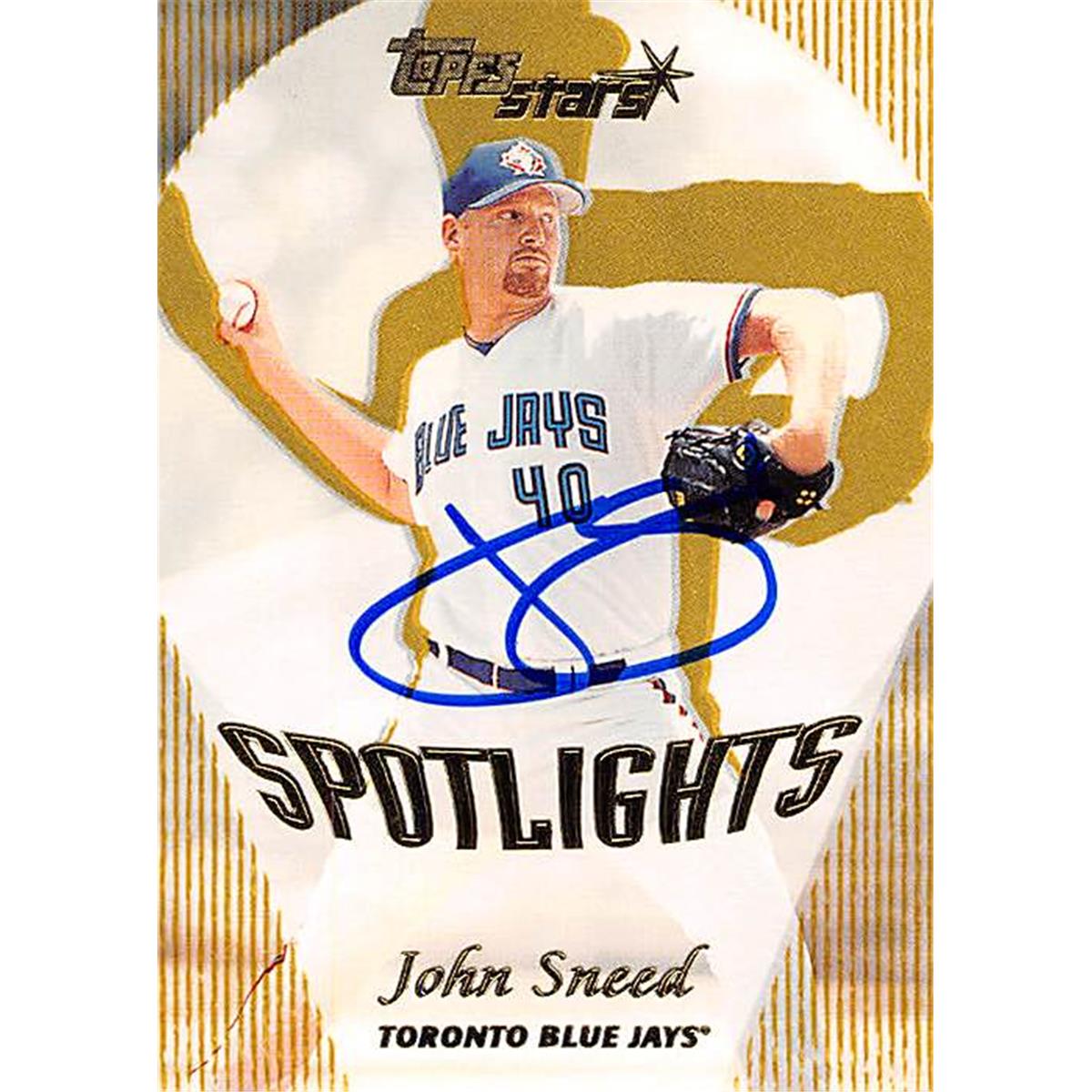 343797 John Sneed Autographed Baseball Card - Toronto Blue Jays, FT 2000 Topps Stars Spotlights No. 200