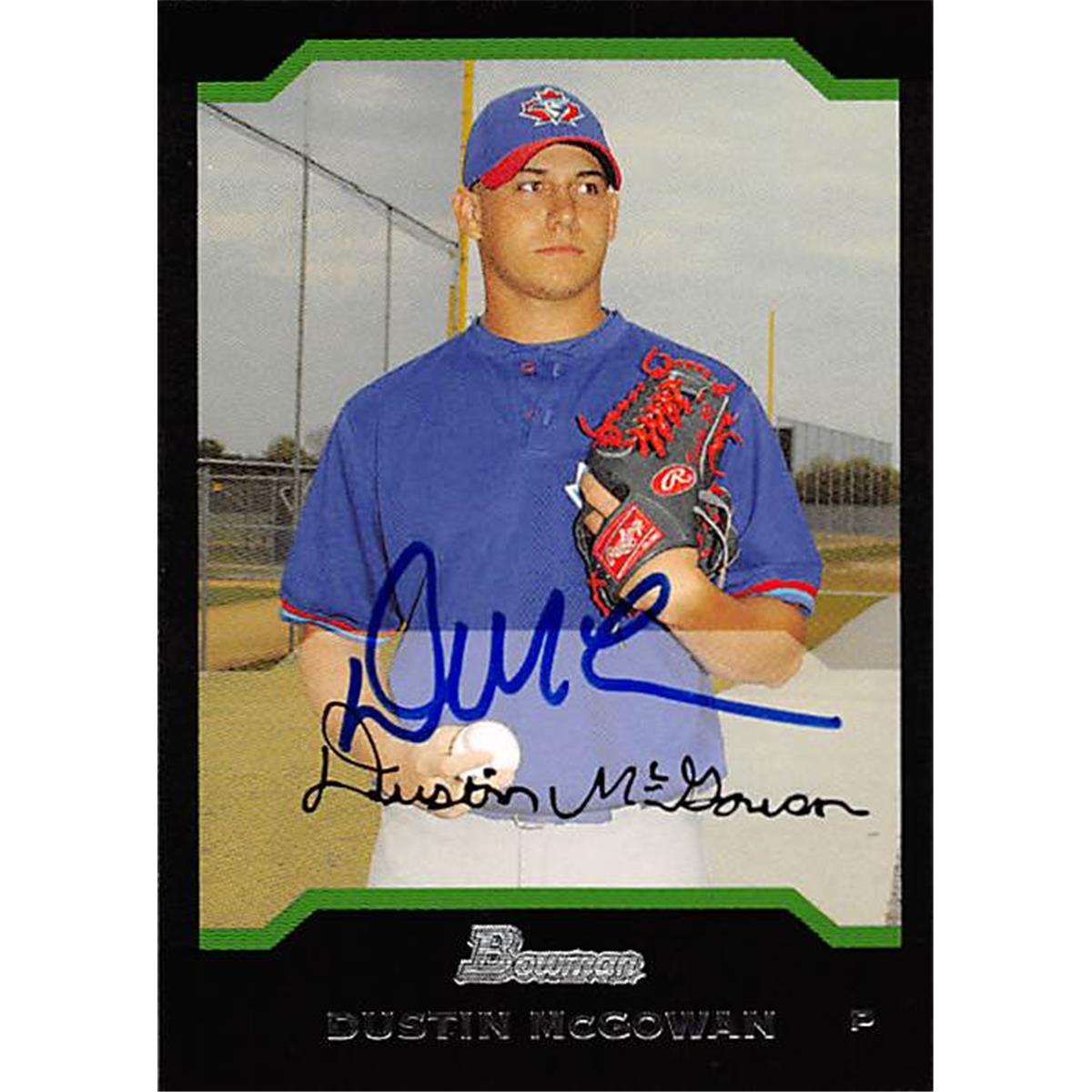 343800 Dustin McGowan Autographed Baseball Card - Toronto Blue Jays, FT 2004 Bowman No. 163