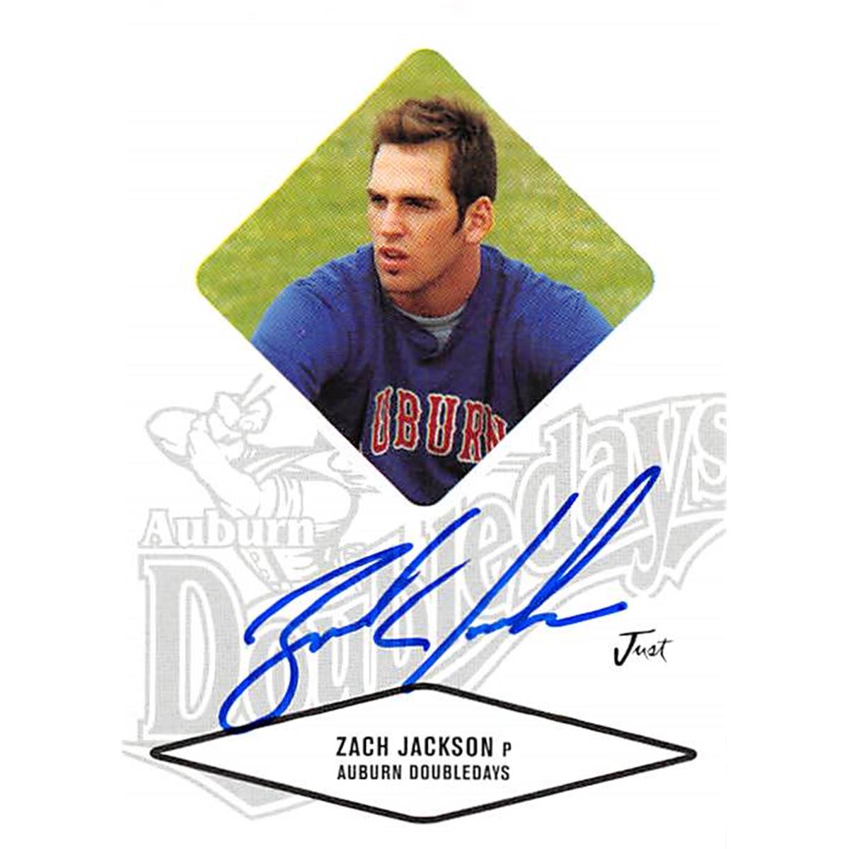 343811 Zach Jackson Autographed Baseball Card - Toronto Blue Jays, FT 2004 Just Minors No. 36 Rookie