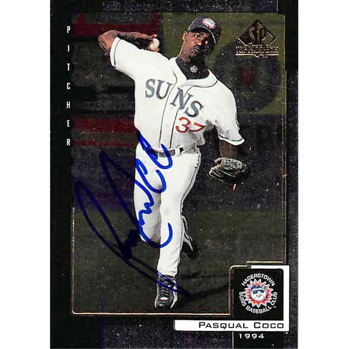 343816 Pasqual Coco Autographed Baseball Card - Toronto Blue Jays, FT 1999 Upper Deck Top Prospects No. 26