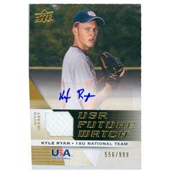 291335 Kyle Ryan Autographed Player Worn Jersey Patch Baseball Card - Team USA 2009 Upper Deck No. UFWA-38 LE 556 & 999
