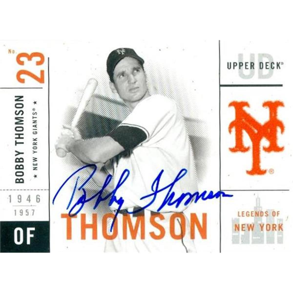 291517 Bobby Thomson Autographed Baseball Card - New York Giants, SC 2001 Upper Deck Legends No. 32