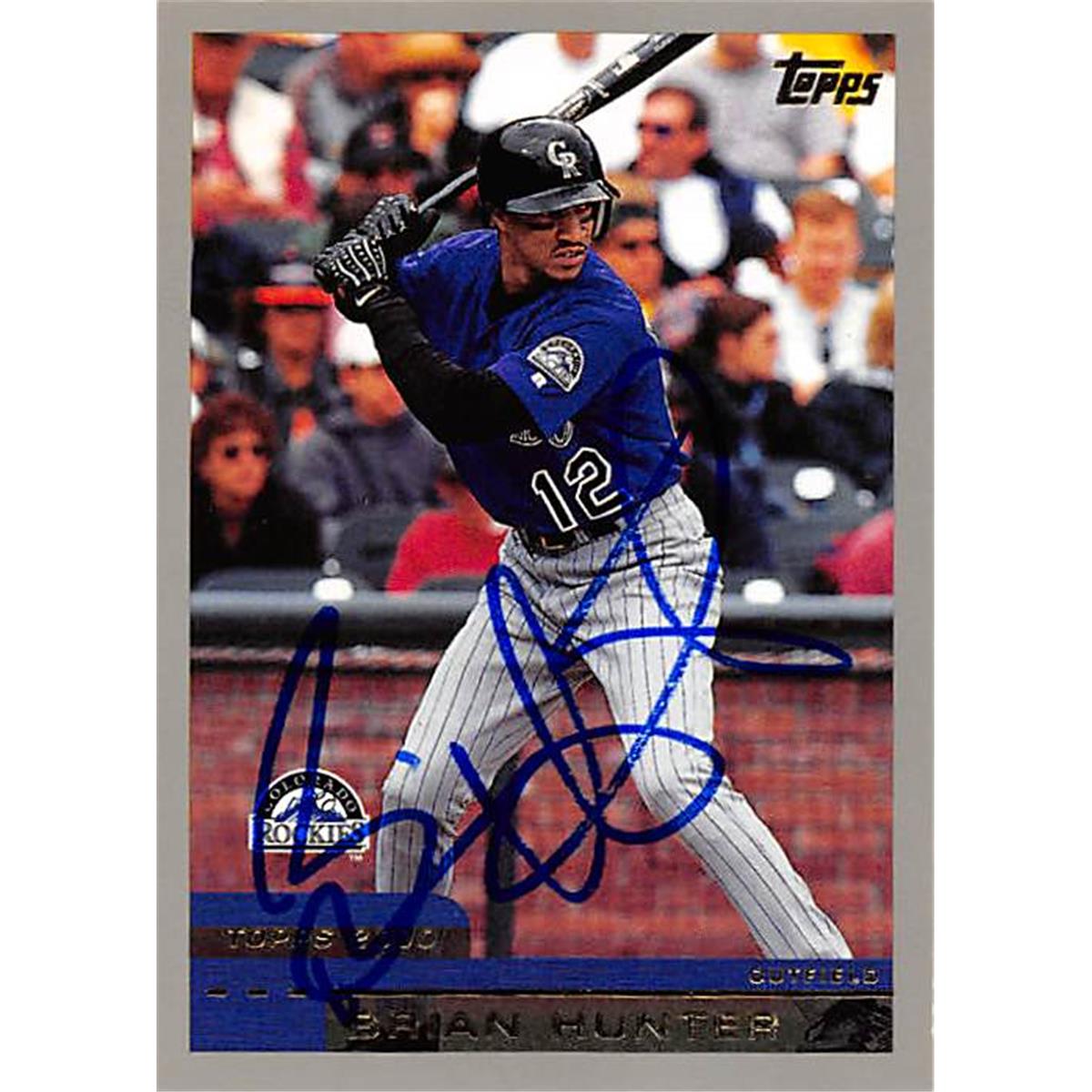 291602 Brian Hunter Autographed Baseball Card - Colorado Rockies, FT 2000 Topps No. T118